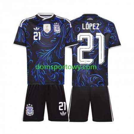 Koszulka Argentyna Jose Manuel Lopez 21 Dziecięcy Wyjazdowe Koszulki Piłkarskie World Cup 2026 Krótki Rękaw